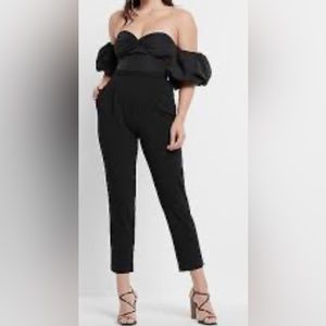 Off shoulder removable sleeves jumpsuit - Express